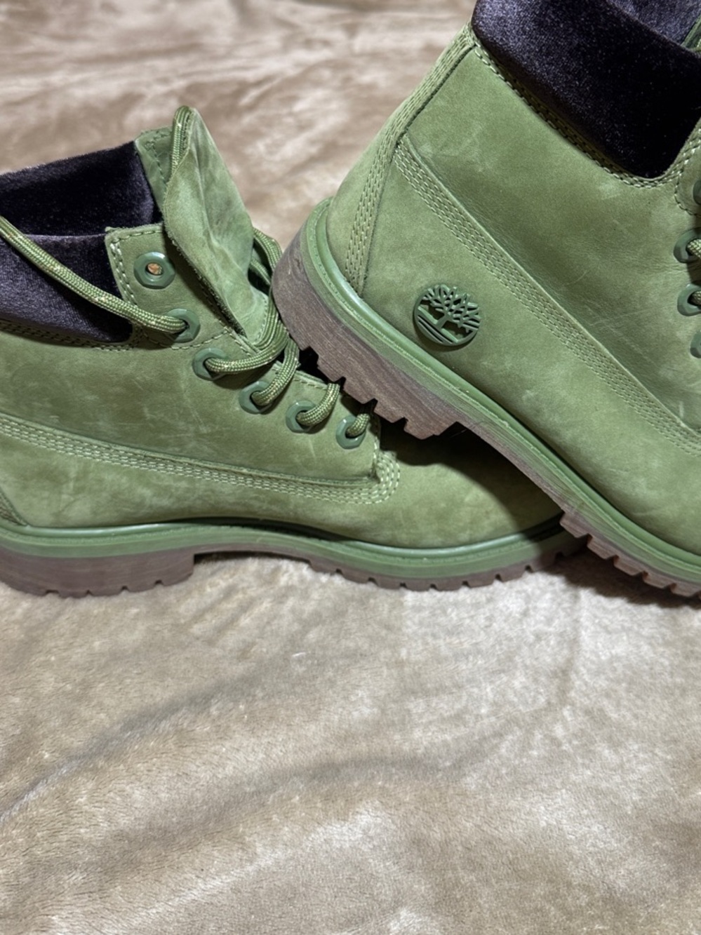 Timberland Olive Green Nubuck Lace-Up Boots